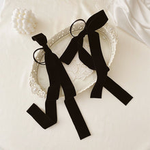 Load image into Gallery viewer, Long Black Velvet Bow Hair Tie
