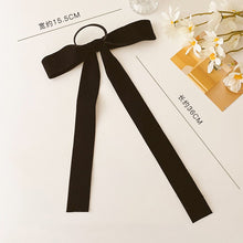 Load image into Gallery viewer, Long Black Velvet Bow Hair Tie
